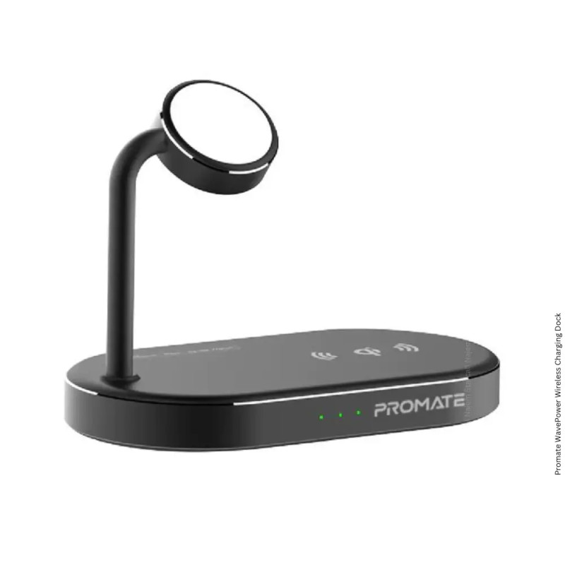 Promate WavePower Multi-Device Wireless Charging Dock ,Black | WavePower.EU-BK