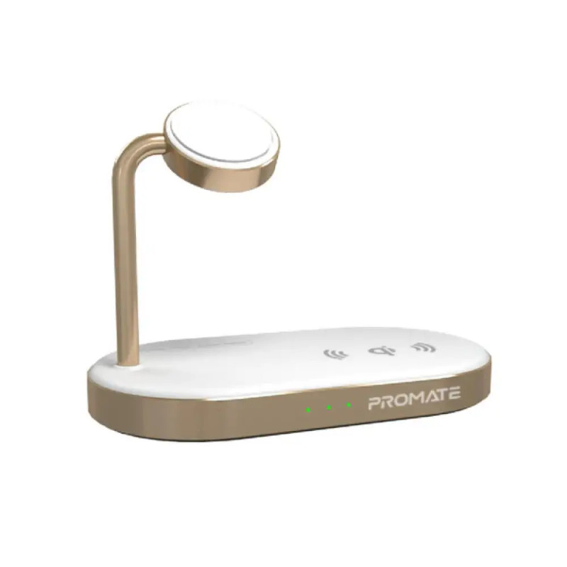 Promate WavePower Multi-Device Wireless Charging Dock ,Gold | WavePower.EU-GD