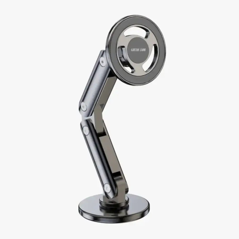 Green Lion Foldable Magnetic Car Mount — MagSafe Compatible, 360° Rotation, Aluminum Alloy | Black | GNFLMAGCMTBK