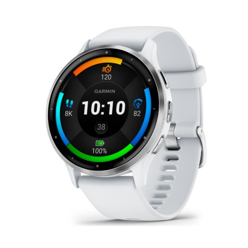 Garmin Venu 3 Silver Stainless Steel Bezel with Whitestone Case and Silicone Band | 010-02784-00