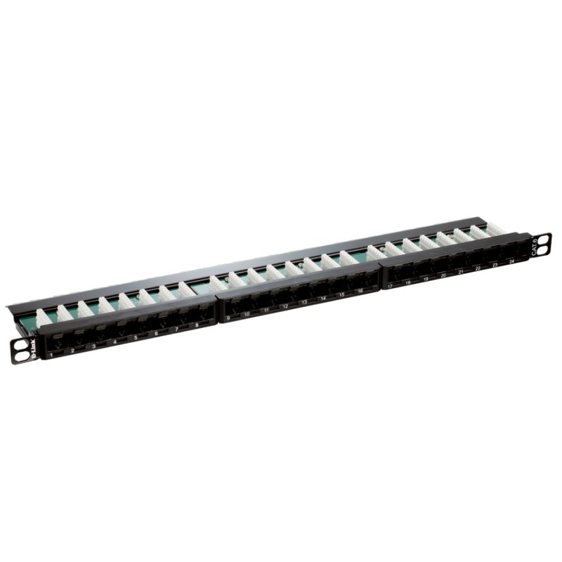 D-link 24 Port Cat6 Unshielded Fully Loaded Punch Down Patch Panel - Keystone Type -0.5U- Black Colour | NPP-C61BLK243