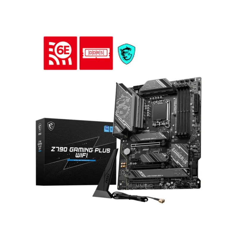 MSI Z790 Gaming Plus WiFi Motherboard, ATX – Supports Intel 14th/ 13th/ 12th Gen Core Processors, LGA 1700 – DDR5 Memory Boost 7200+MHz/OC, 1 X PCIe 5.0 X16, 4 X M.2 Gen4, 2.5G LAN, Wi-Fi 6E | 911-7E06-060