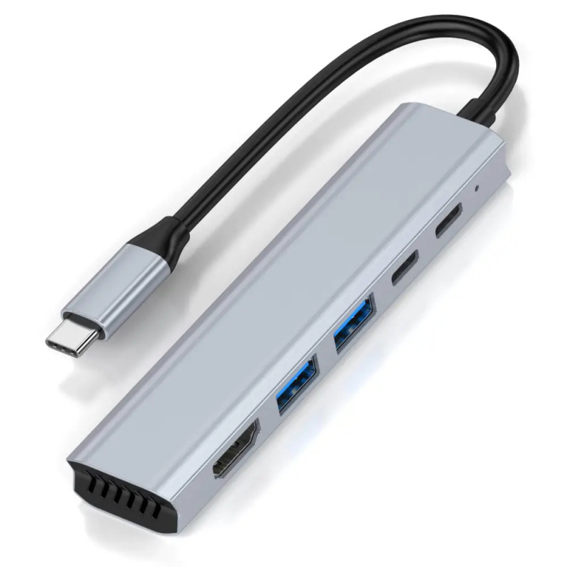 IWAYS 7 IN 1 Type-C To HDMI+2*USB3.0+USB2.0 + TF/SD+Typc-C+PDDocking Station | IW-6007