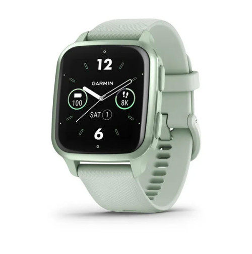 Garmin Venu Sq2 Smartwatch, Aluminum Bezel with Cool Mint Case and Silicone Band | 010-02700-12