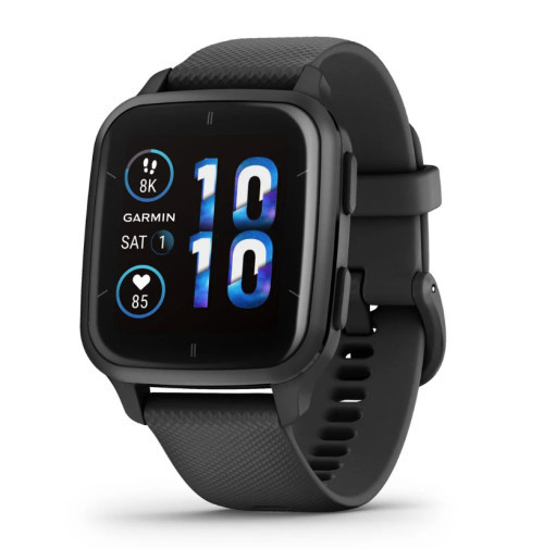 Garmin Venu Sq2 Smartwatch - Slate Aluminium Bezel with Black Case and Silicone Band | 010-0700-10