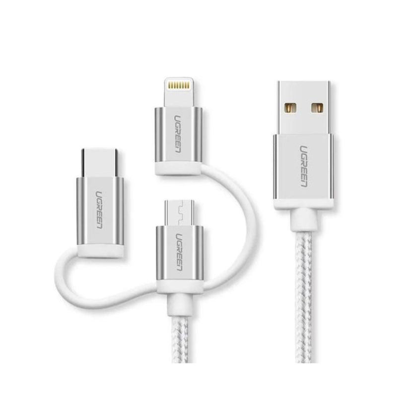 UGreen 1.5m USB to 3 in1 Lightning+ Type C +Micro USB Male Lightning Charging & Sync Cable | 50203