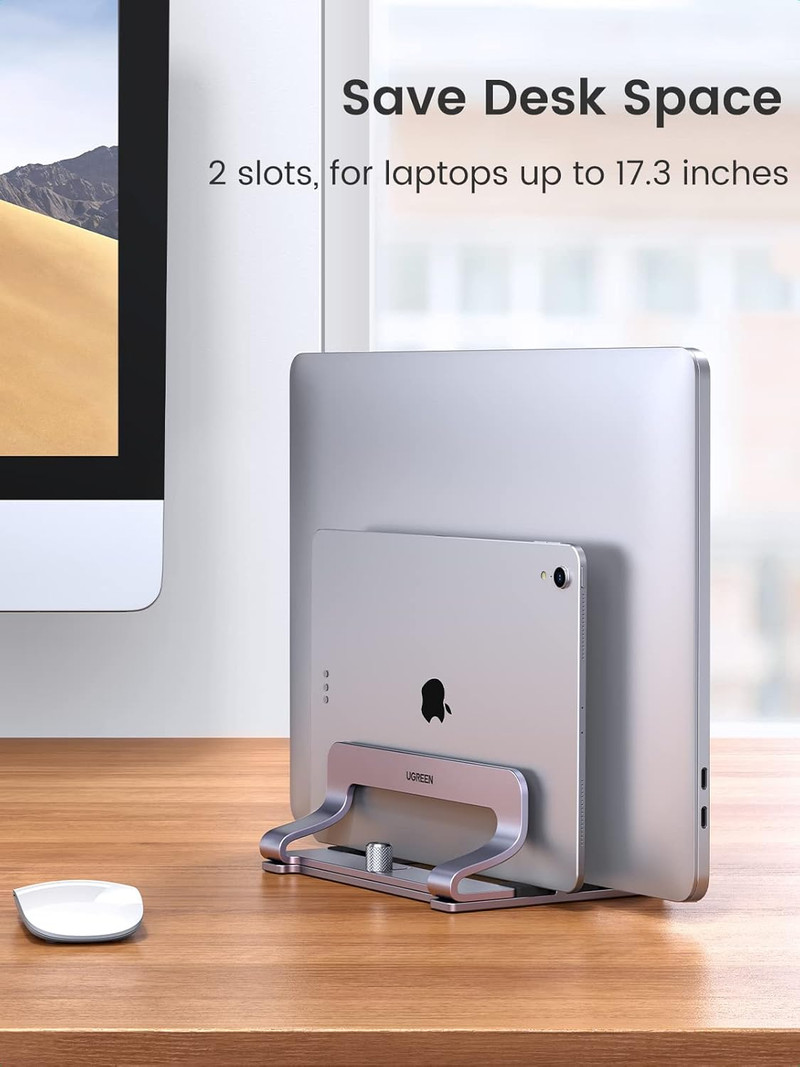 UGREEN 60643 — Dual Slot Aluminium Alloy Vertical Laptop Stand Holder | LP258