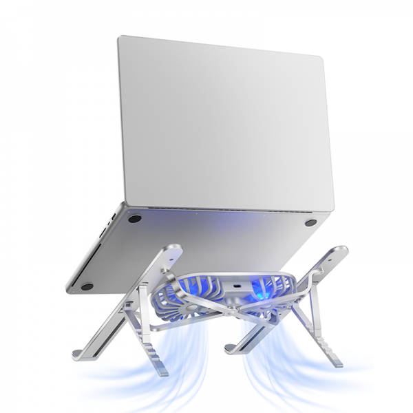 WIWU S400 PRO 2 IN 1 laptop stand with Fan ,Silver | S400PRO
