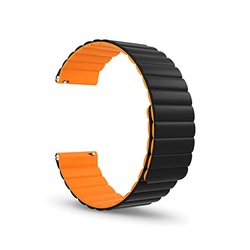 WIWU Magnetic Silicone (38/40/41mm) Watch Band - Black+ Orange | Wi-WB001