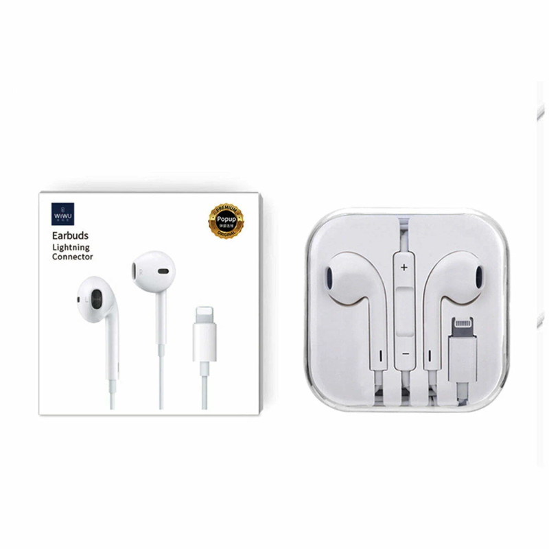 WiWU EB302 Lightning Wired Earphones with Microphone - White