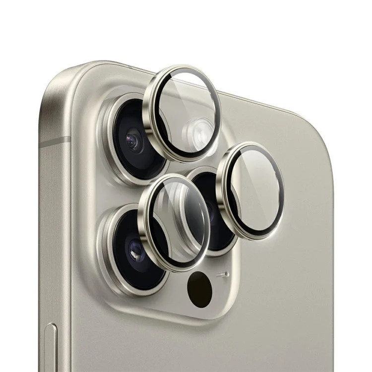 WiWU LG-005 Lens Guard for iPhone 15 Pro / Pro Max — Black Titanium | 9H Tempered Glass + Aluminum Alloy | 3-Pack