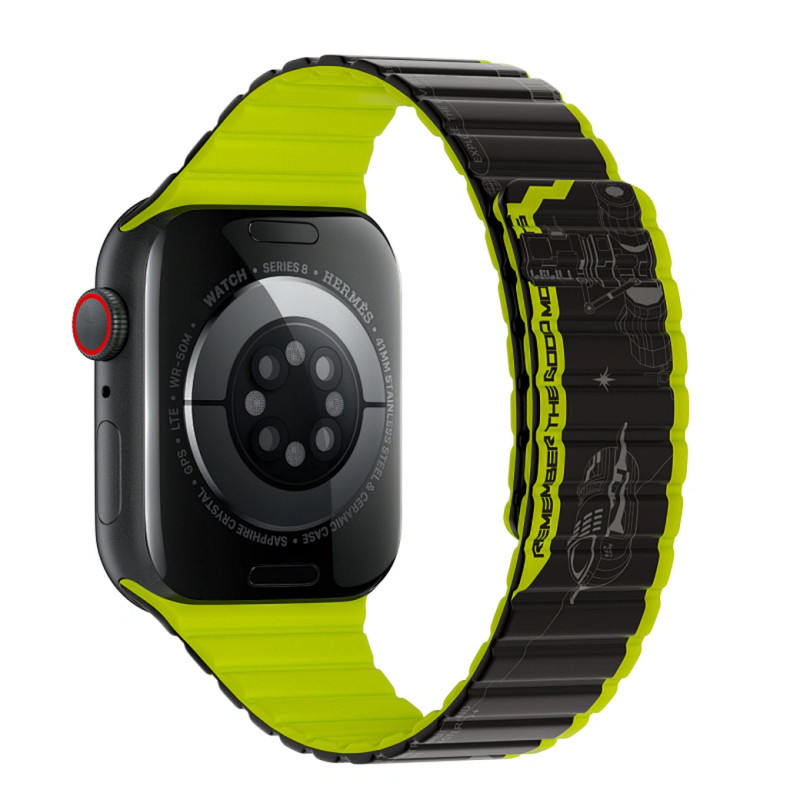 WIWU Smart Magnetic Silicone Watch Band Wi-WB010 42/44/45/49mm Black+Green | WB010-BK/GN