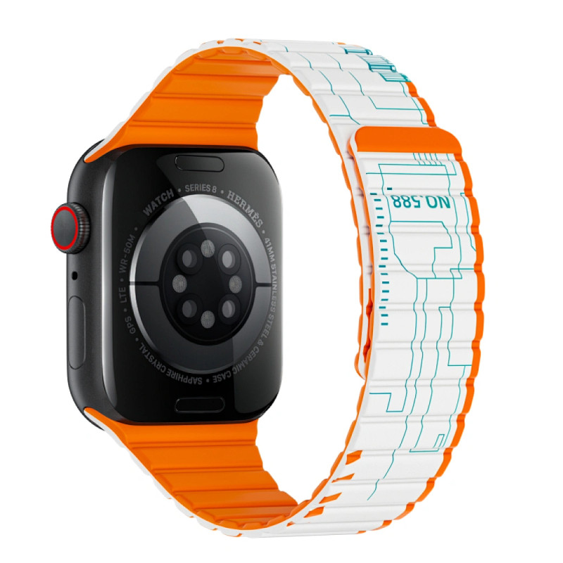 WIWU Smart Magnetic Silicone Watch Band Wi-WB010 42/44/45/49mm White+Orange | WB010-WT/ORGN