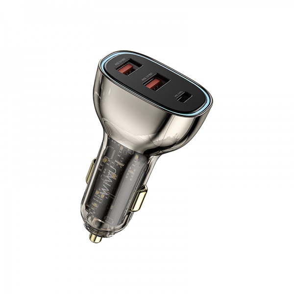 WIWU Zinc Alloy 90W Car charger Wi-QC013 - Translucent Black | WI-QC013-TBLK