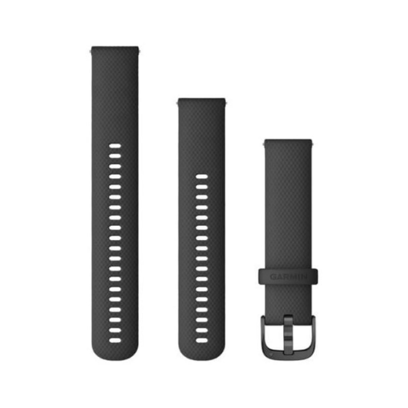 Garmin Quick Release Silicone Band 20mm - Black with Slate Hardware for Venu | 010-12932-11