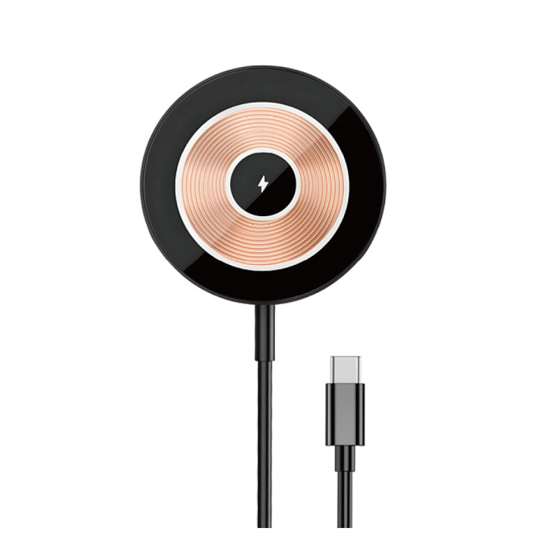 WIWU WI-W007 — 15W Qi Wireless Fast Charger with Magnetic Stand | Transparent Design | Black