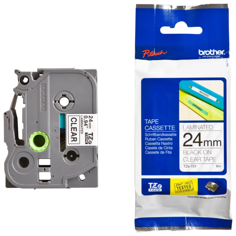 Brother Labelling Tape Cassette – Black on Clear , 36mm wide | TZE-161