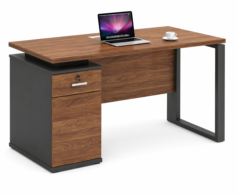 Valencia Office Table, Brown + Dark Grey - 1400*700*760 | M239-1-M (1400)