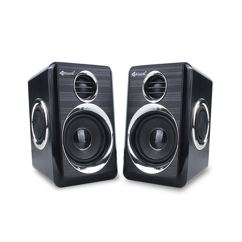Kisonli T-005 Computer Mini Speaker- Black and Silver | T-005