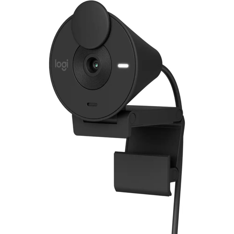 Logitech Brio 300 Full HD Webcam with Privacy Shutter, Noise Reduction Microphone, USB-C, certified for Zoom, Microsoft Teams, Google Meet, Auto Light Correction – Black | 960-001438