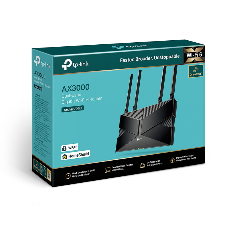 TP-Link AX3000 Dual Band Gigabit Wi-Fi 6 Router | Archer AX53