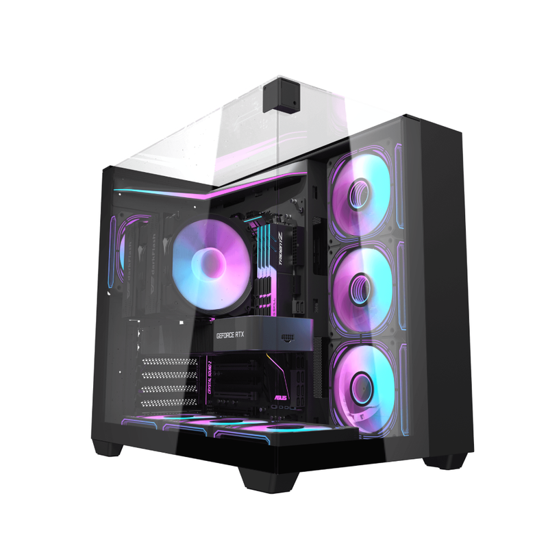 DarkFlash ATX PC Case, Black - No Fans | TH285
