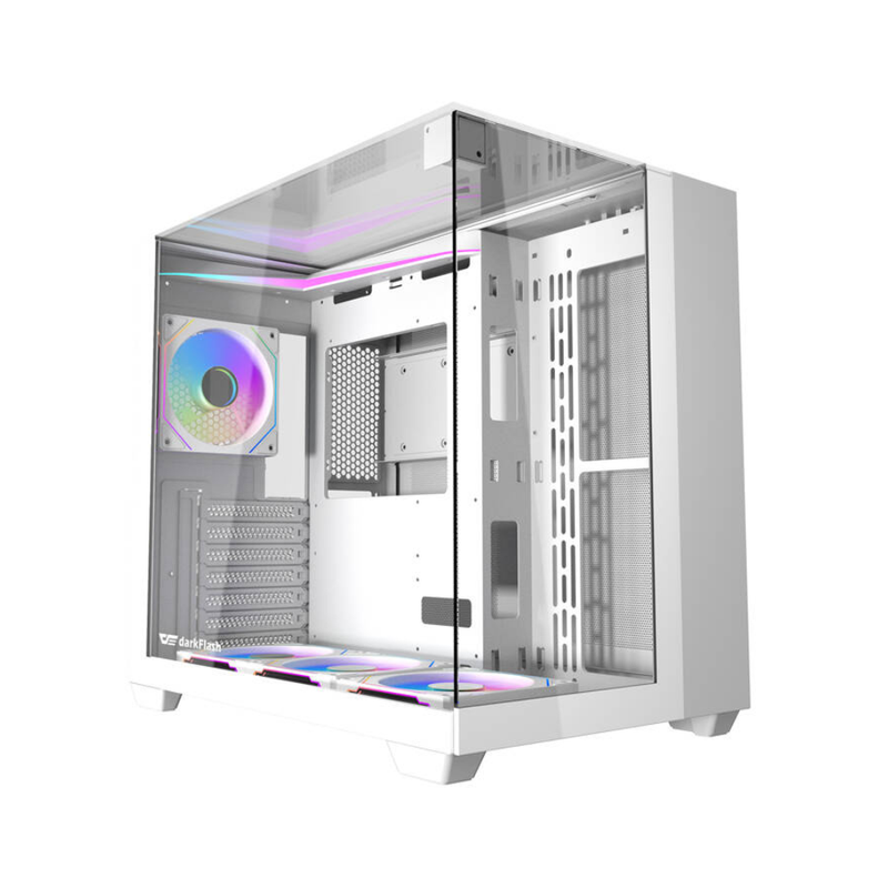 DarkFlash ATX PC Case, White - No Fans | TH285