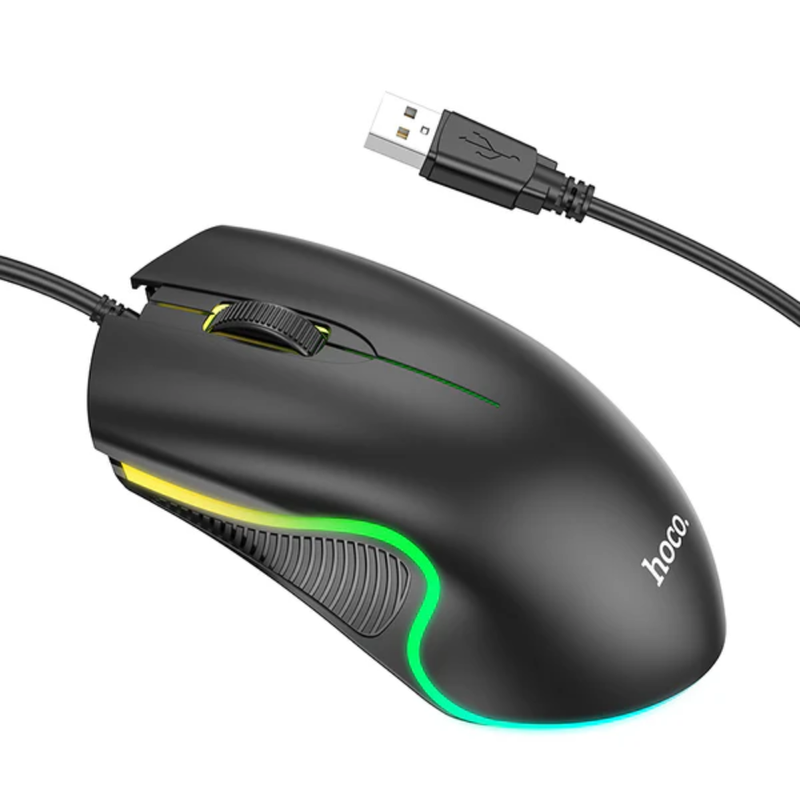 Hoco Enjoy Gaming Luminous LED Wired Mouse, Black | GM19