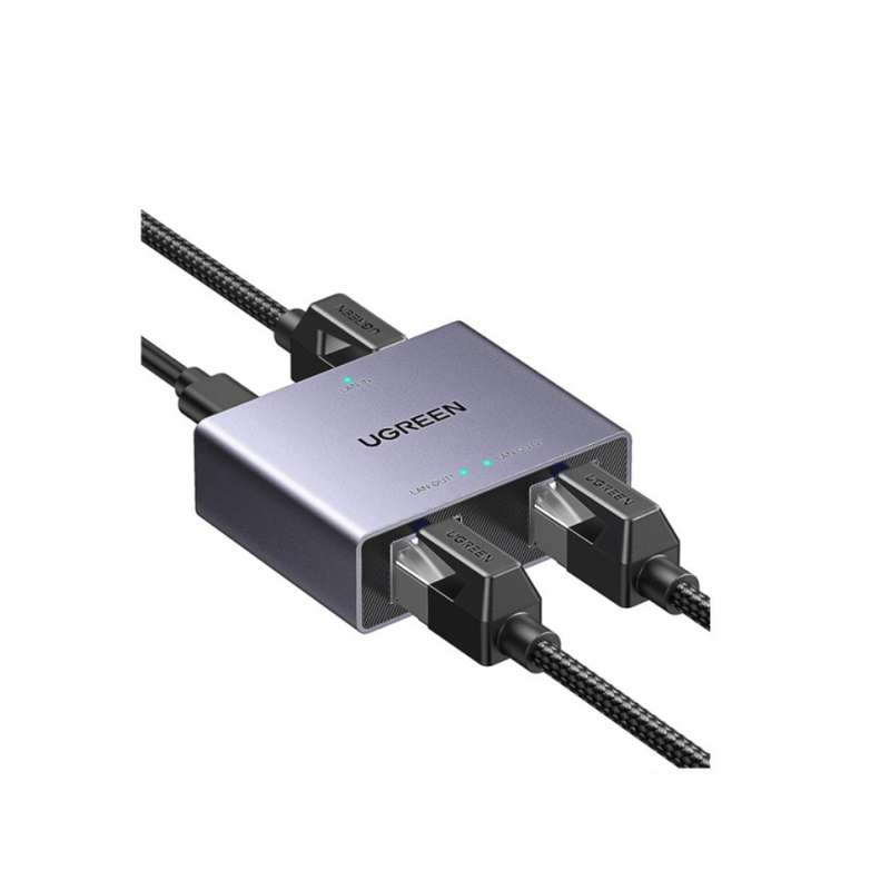 UGREEN Gigabit Ethernet Splitter 1 TO 2 up to 100meter transmission without signal loss, Aluminum Material | 45311
