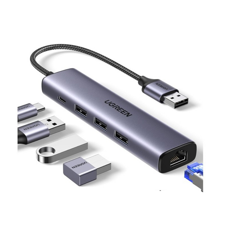 UGREEN USB 3.0 to 3- Port USB 3.0 Hub with Lan and power port | 60554
