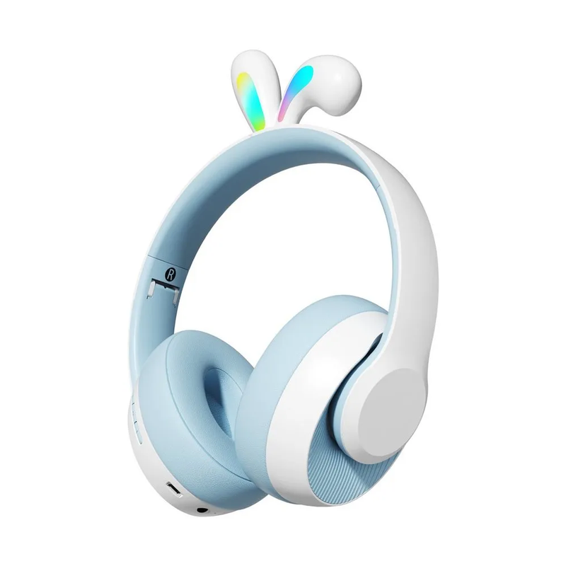 Porodo Kids Wireless Headphone Rabbit Ears LED Lights, Blue | PD-STKNCRE-BU