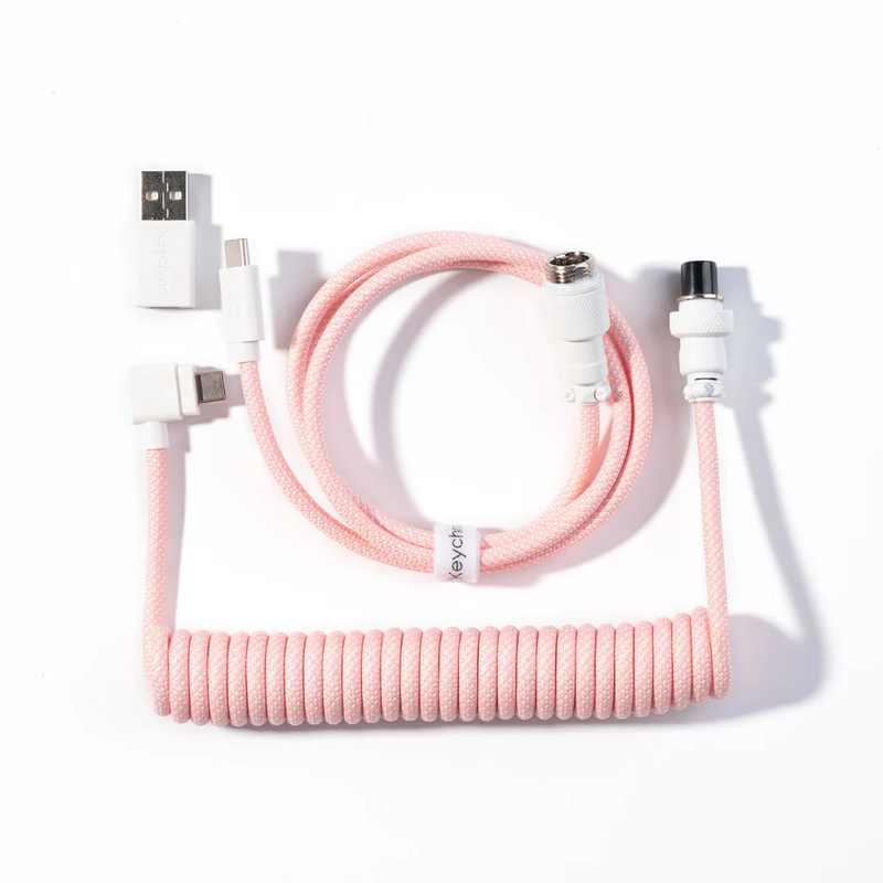 Keychron Coiled Aviator Angled Cable - Type C/A-C - Light Pink | CAB-25