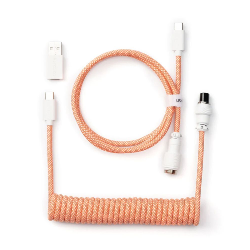 Keychron Coiled Aviator Cable - Type C/A-C - Pink Orange | CAB-14