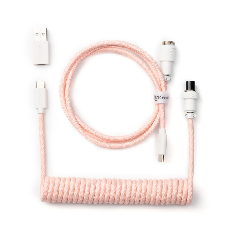Keychron Coiled Aviator Cable - Type C/A-C - Light Pink | CAB-15