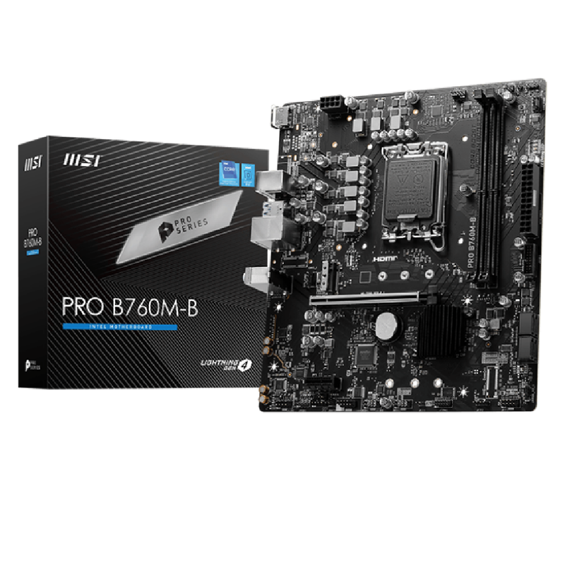 MSI 911-7D90-035 Pro B760M-B DDR4 12th and 13th Gen Micro-ATX Motherboard