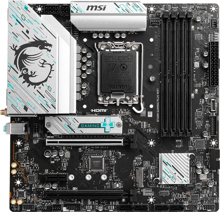 MSI B760M Gaming Plus WiFi DDR5 Motherboard (LGA1700, Intel B760, mATX) – Model 911-7D99-064