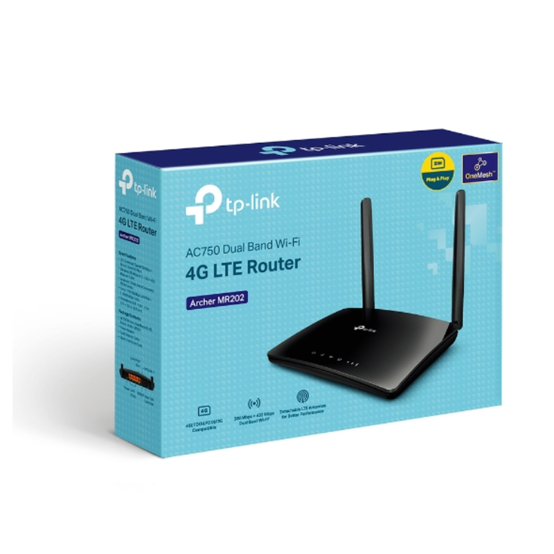 TP-Link Archer MR202 AC750 Wireless Dual Band 4G LTE Router – 4G LTE, 750Mbps Speed, Portable, Easy Setup