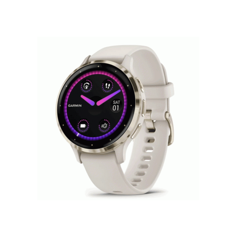 Garmin Venu 3S Health Fitness GPS Smartwatch - Gold Stainless Steel Bezel with Ivory Case | 010-02785-04
