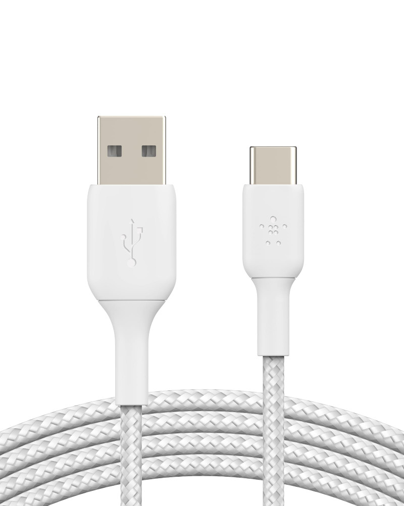 Belkin BoostCharge Braided USB-C to USB-A Cable 1m – White | CAB002BT1MWH