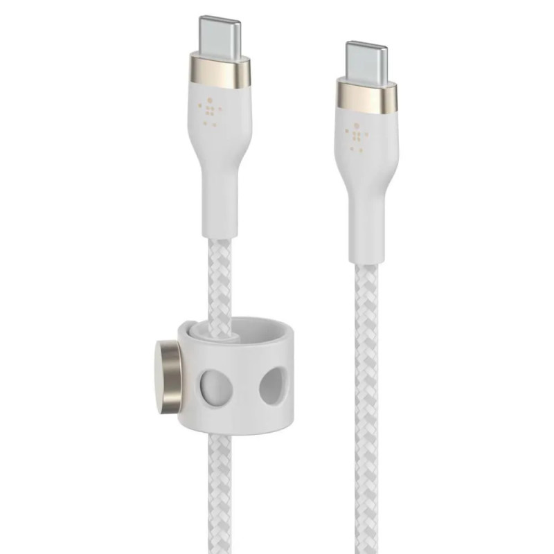 Belkin BoostCharge Pro Flex USB-C to USB-C Braided Silicone Cable 1m – White | CAB011BT1MWH
