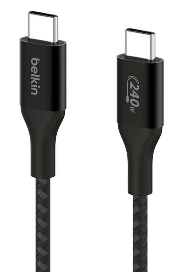 Belkin BoostCharge USB-C to USB-C Braided Cable 240W 2m – Black | CAB015BT2MBK