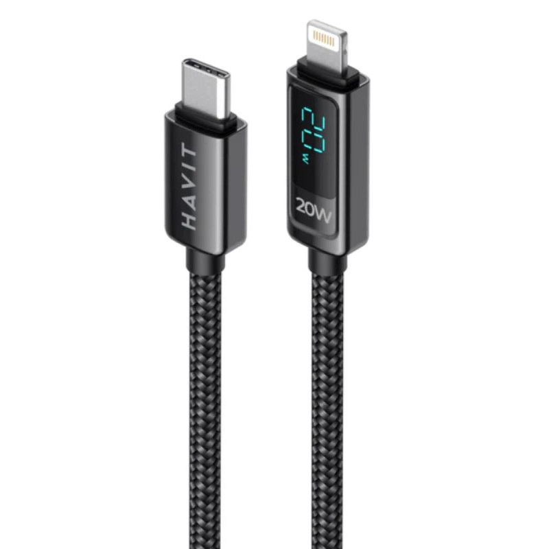 Havit Nylon Braided Cable Type-C to Lightning – Black | HVCB-CB6246-BK