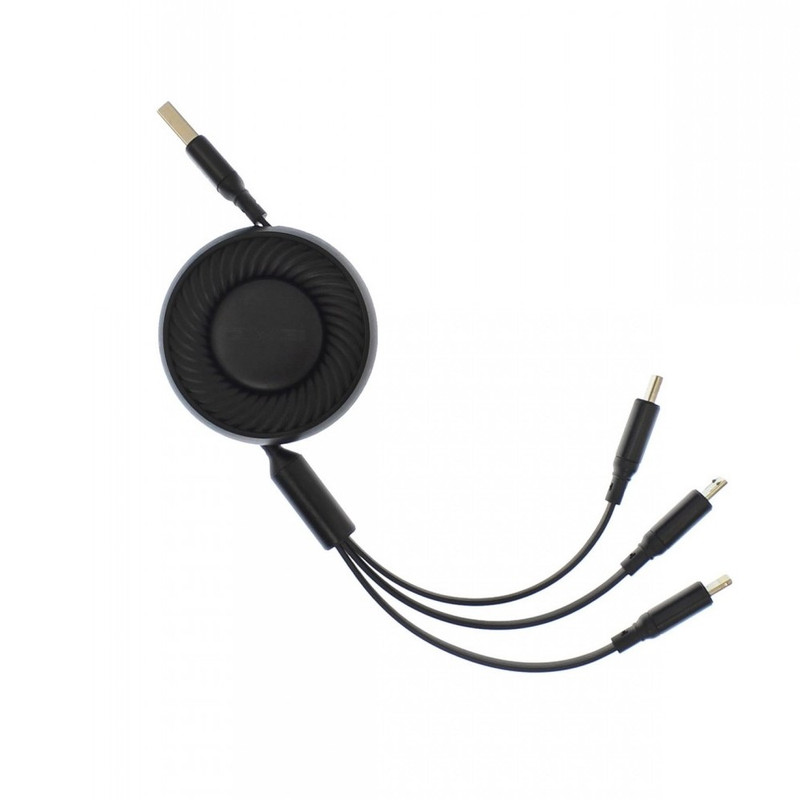 AWEI 3-in-1 Retractable Type-C Fast Charging Cable with Multiple Connectors | CL-136