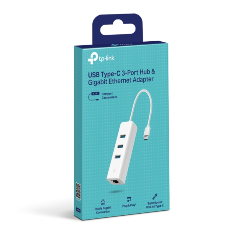 TP-Link USB Type-C 3-Port Hub & Gigabit Ethernet Adapter | UE330C
