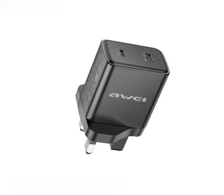 AWEI Fast Charger Dual Ports 20W Black | PD62-EU-BLACK
