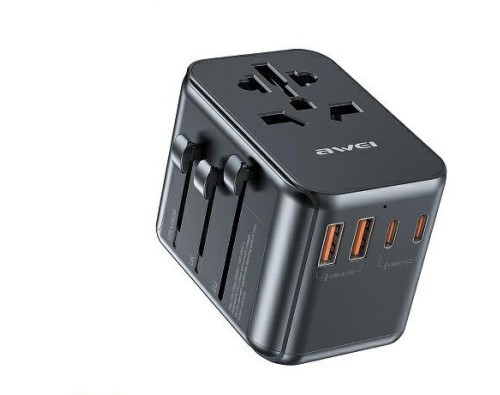 AWEI Travel Power Adapter With Multiple USB Ports Black | C-39