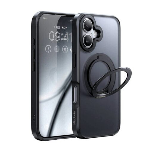 Mcdodo Magnetic Ring Stand Case for iPhone 16 – Black | PC-4930