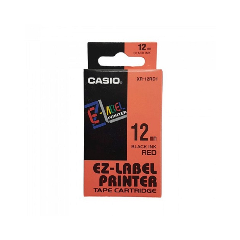 Casio Label Tape Cassette - Black/Red | XR-12RD1-W-DJ1