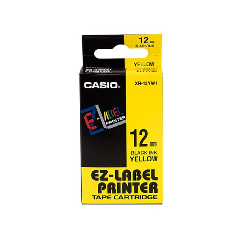 Casio Label Tape Cassette - Black/Yellow | XR-12YW1-W-DJ1