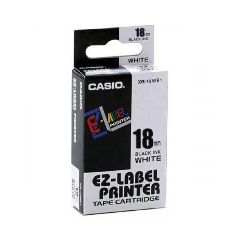 Casio 18mm Label Tape Cassette - Black/White | XR-18WE1-W-DJ1